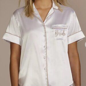 Bride Satin Blouse & Short Pajama set